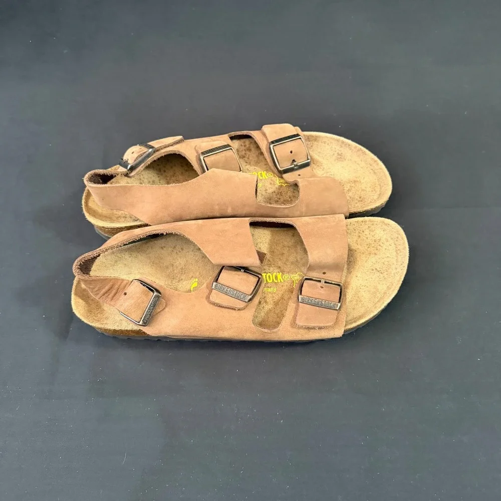 Birkenstock Milano Tobacco Brown Oiled Leather Sandals Mens 9 EU 42 034191